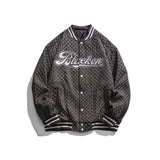 Baby Blue Varsity Jacket Autumn Baseball Uniform Letter Embroidered Striped Top for Men