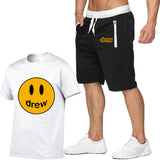 Smiley Face T Shirt Drew Biber Smiley Print Men's Short-Sleeved T-shirt Suit
