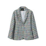 Men's Casual Suit Man Blzer Plaid Blazer Men's Loose Lapels Jacket Casual Small Suit