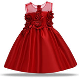 Toddler Girls Sequin Gown Dress Evening Dress Satin Applique Performance Costume Baby Dress for One Year Old Girls