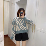 Preppy Aesthetic Sweater Autumn and Winter Women's Loose round Neck Knitwear Sweater