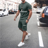 Fear of God Fog T Shirt Essentials Double Line Casual Sports Short Sleeve Shorts Suit