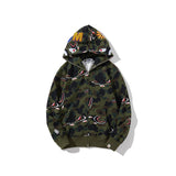 Shark Print Jacket Autumn And Winter Camouflage Men'S And Women'S Casual Camouflage Thin Sweater Baggy Coat