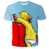 Homer Simpson Shirt Summer Digital Printing Loose Short Sleeve