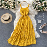 Summer Wedding Guest Dresses Lace Dress Sexy V-neck Backless Sleeveless Suspender Dress Maxi Dress