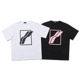 We11 Done T Shirts Color Checkered Logo Letter Offset T-shirt Solid Color Loose