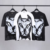 GVC T Shirt Bulldog Graffiti Distressed Cotton Short T-shirt plus Size Loose Men and Women