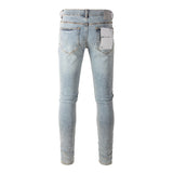 Purple Brand Jeans Coated Silver Paint Worn Jeans