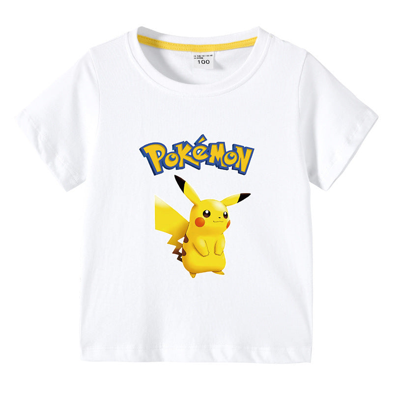 Children Pokemon Pikachu T Shirt Children Summer Clothing Short Sleeve T-shirt
