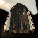 Baby Blue Varsity Jacket Baggy Coat Men and Women Autumn Baseball Uniform