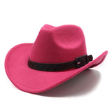 Cowboy Hats Wide Belt Woolen Western Cowboy Bowler Hat for Men Women