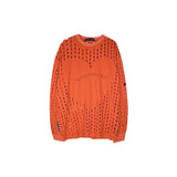 Mens Fall Outfits Retro High Street Heavy Industry Love Heart Loose Hole Long Sleeve T-shirt Couple's Tops