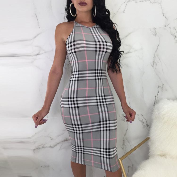 Women Plaid Dress Women Checkered Bodycon Sexy Dresses Plaid Sexy Tight Dress Tight Sexy Sheath Tight