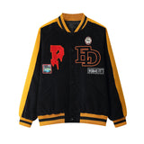 Yellow Varsity Jacket Autumn Winter Retro Corduroy Jacket Men's Loose Embroidered Baseball Uniform Coat
