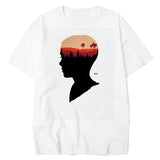 Stranger Things T Shirt White round Neck Short Sleeve Digital Printing