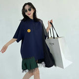 Smiley Face T Shirt Polo Collar T-shirt