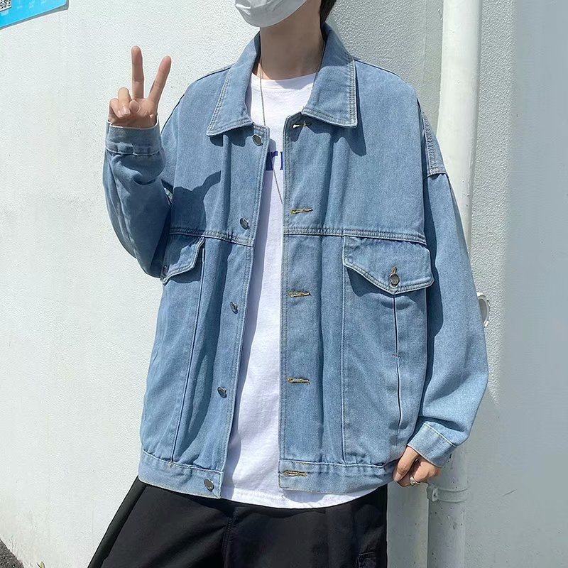 Men Denim Jacket Men's Fall Winter Coat Denim Jacket