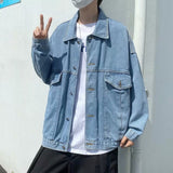 Men Denim Jacket Men's Fall Winter Coat Denim Jacket