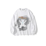 Mens Fall Outfits Thin Sweater Male and Female Couples Wear Loose Leopard Print Letters Printed Crew Neck Top