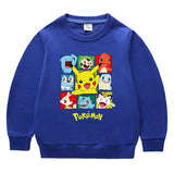 Children Pokemon Pikachu Hoodie round Neck Sweater Cotton Neutral
