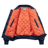 Black Varsity Jacket Racer Jacket Fall/Winter Jacket Stand-up Collar Thick Thermal Quilted Flying Jacket Top