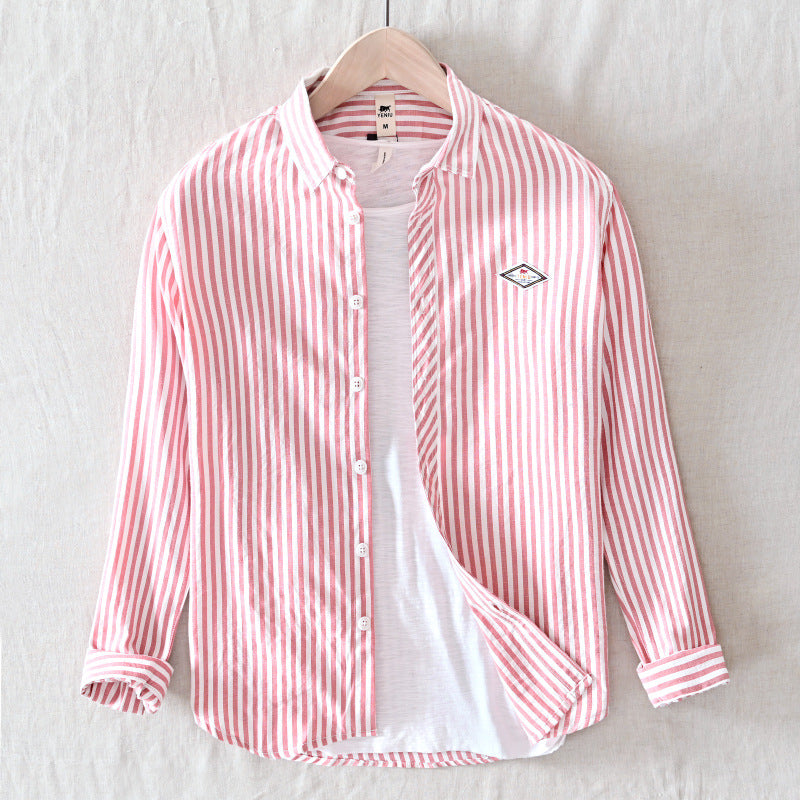 White Work Shirts Summer Men's Striped Shirt