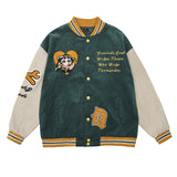 Corduroy Varsity Jacket Cartoon Love Corduroy Baseball Uniform Coat Men and Women Autumn Jacket Top