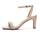 Nude Strappy Block Heels Sandals