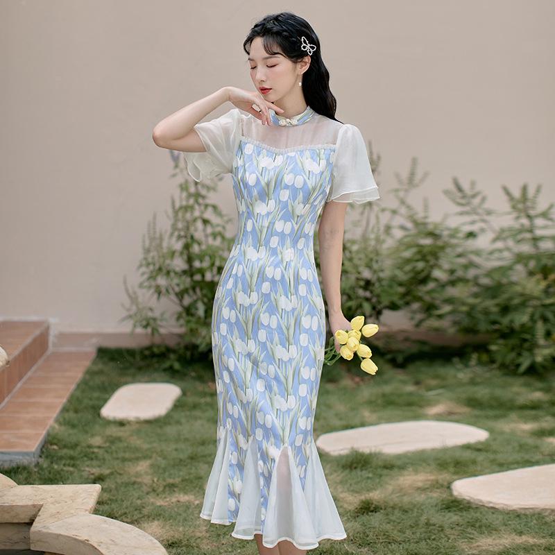 Women'S Cottagecore Dress Vintage Design Lace Floral Dress For Women Summer