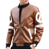 Graphic Leather Jacket Women Leather Men's Leather Stand Collar Jacket Fall Winter Coat