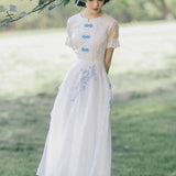 Women Cottagecore Dress White Dress Summer Dress