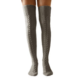 Winter Chunky Cable Thick Knit Thigh High Socks Long Stockings Boot Knitted Socks over the Knee Lengthened Stockings