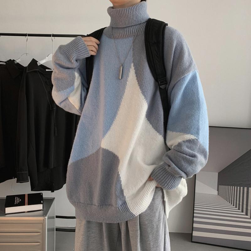 Men Turtleneck Sweater Men's Turtleneck Sweater Autumn and Winter Loose Coat