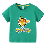 Children Pokemon Pikachu T Shirt Summer Short Sleeve T-shirt Cartoon Cotton Leisure Sports