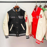 Bone Varsity Jacket Love Leather Sleeve Baseball Uniform Jacket Coat Embroidery