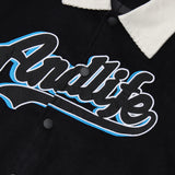 Orange Varsity Jacket Letter Embroidery Contrast Color Stitching Jacket Coat Men's Fall Lapels Baseball Uniform
