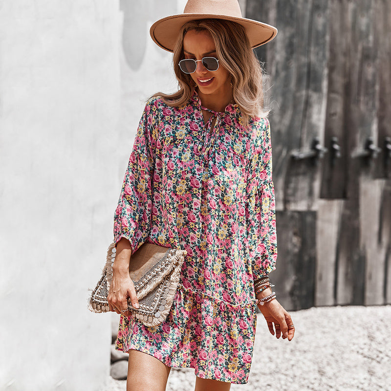 Emery Rose Dresses Autumn and Winter Printing Dress Long Sleeve Casual Vacation Style