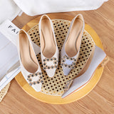Nude Block Heels Closed Toe Pumps Women's Spring and Summer Women's Shoes