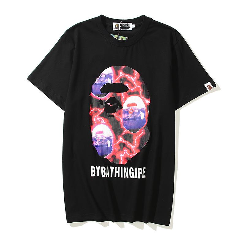 Shark Print T Shirt Ape Head Short Sleeve Cartoon Anime Loose-Fitting Casual T-Shirt