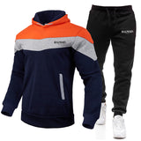 Balmain Hoodie & Sweatpant 2 Piece Set Men's Casual Patchwork Sweatshirt Hoodie Trousers Sports Suit Autumn and Winter