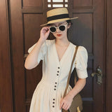 Aesthetic Dress Summer Retro High Waist Waist Dress