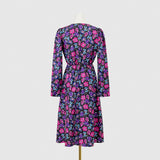 Nina Parker Graffiti Dress Fashionable Pattern Elastic Waist Long Sleeve Dress