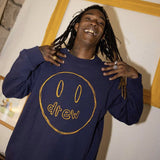 Drew House Smiling Face Embroidery round Neck Sweater Loose All-Match Couple Long Sleeve Pullover Men