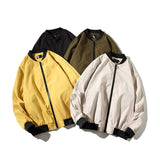 Yellow Varsity Jacket Autumn Hooded Loose Clothes Summer Crew Neck Coat