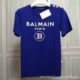 T Shirt Balmain Short Sleeve Half Sleeve Red Flocking Letters
