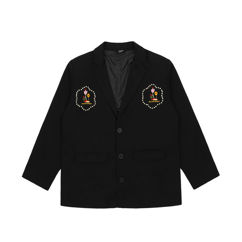 Men's Casual Suit Man Blzer Embroidered Blazer Men's Loose Lapels Jacket Casual Small Suit