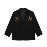 Men's Casual Suit Man Blzer Embroidered Blazer Men's Loose Lapels Jacket Casual Small Suit