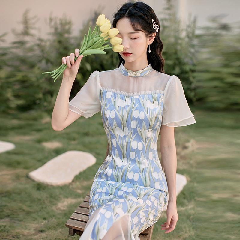 Women'S Cottagecore Dress Vintage Design Lace Floral Dress For Women Summer