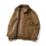 Corduroy Varsity Jacket Autumn Winter Coat Men's Fleece Jacket Retro Short Overalls Berber Fleece Coat