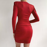 Winter Formal Dresses V-neck Sexy Slim Hip Dress for Women